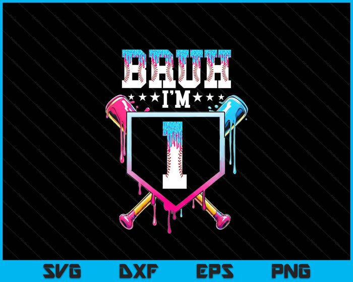 Bruh 1st Birthday Boy Baseball Ice Cream Drip 1 Year Old Boy SVG PNG Digital Printable Files