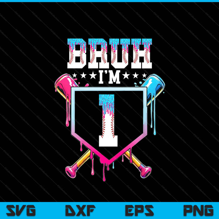 Bruh 1st birthday boy baseball ice cream drip 1 year old boy SVG cut file