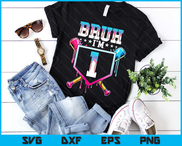 Bruh 1st Birthday Boy Baseball Ice Cream Drip 1 Year Old Boy SVG PNG Digital Printable Files