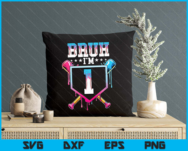 Bruh 1st Birthday Boy Baseball Ice Cream Drip 1 Year Old Boy SVG PNG Digital Printable Files
