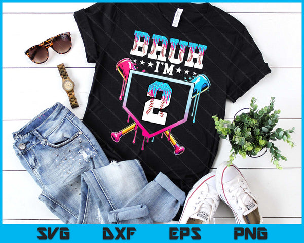 Bruh 2nd Birthday Boy Baseball Ice Cream Drip 2 Year Old Boy SVG PNG Digital Printable Files