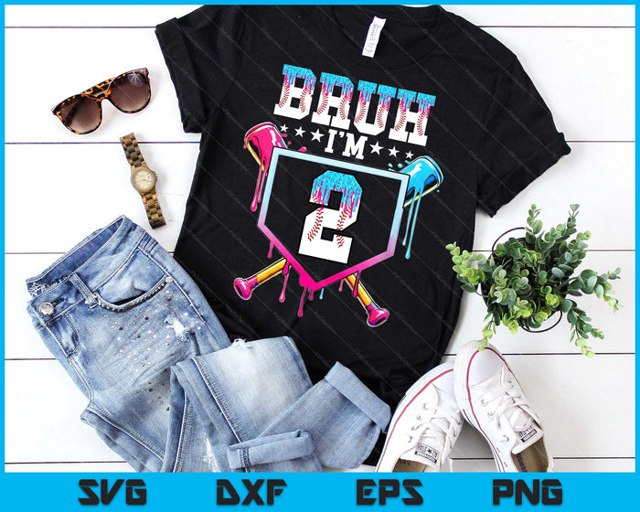 Bruh 2nd Birthday Boy Baseball Ice Cream Drip 2 Year Old Boy SVG PNG Digital Printable Files