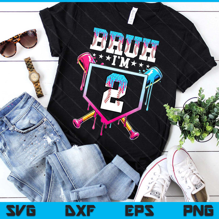 Bruh 2nd Birthday Boy Baseball Ice Cream Drip 2 Year Old Boy SVG PNG Digital Printable Files