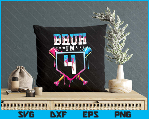 Bruh 4th Birthday Boy Baseball Ice Cream Drip 4 Year Old Boy SVG PNG Digital Printable Files