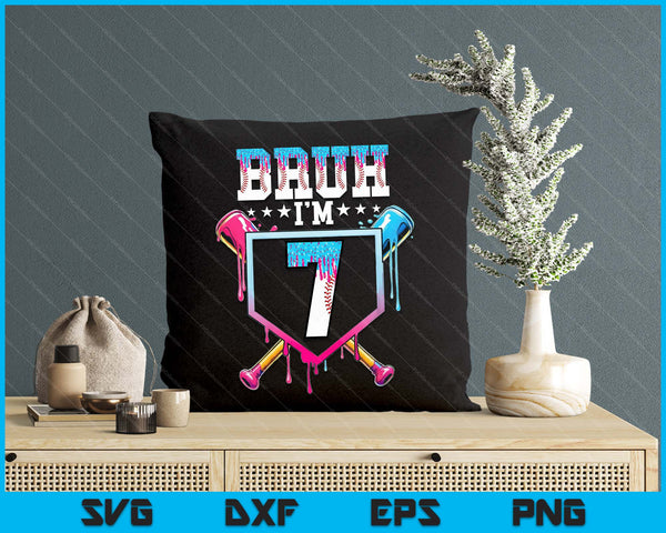 Bruh 7th Birthday Boy Baseball Ice Cream Drip 7 Year Old Boy SVG PNG Digital Printable Files