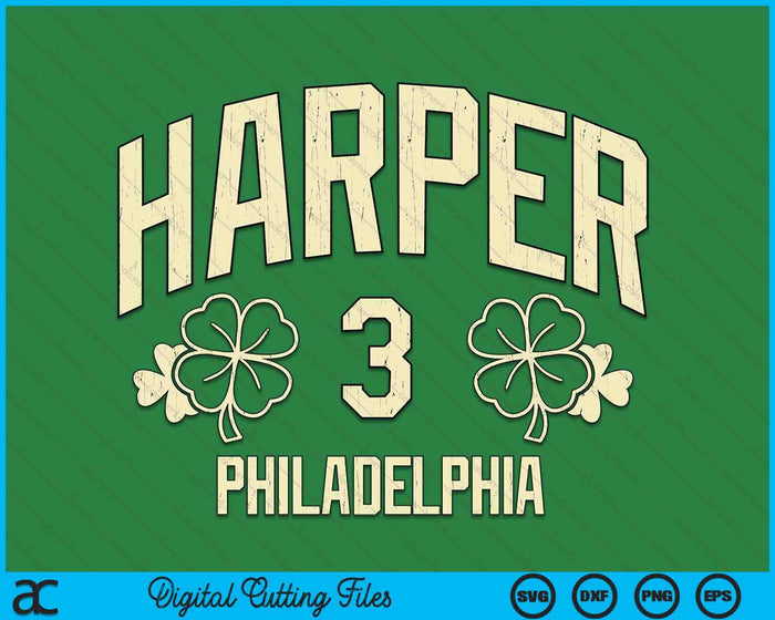 Bryce Harper Philadelphia Baseball St Patrick's Clover SVG PNG Digital Printable Files