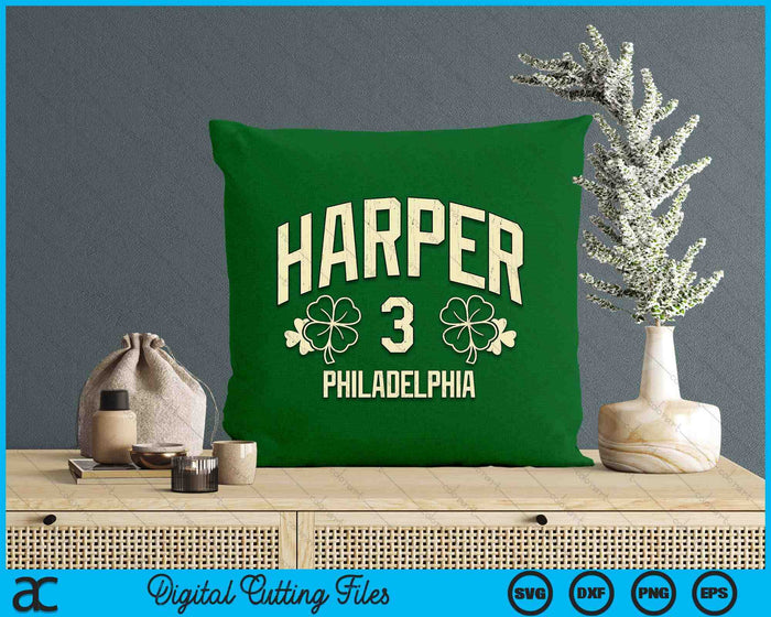 Bryce Harper Philadelphia Baseball St Patrick's Clover SVG PNG Digital Printable Files