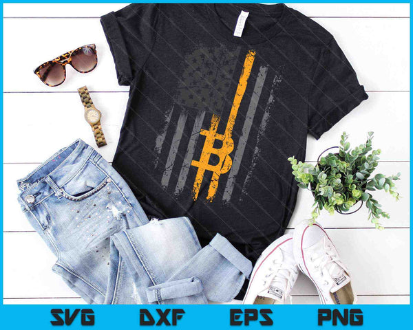 Btc Bitcoin Bandera Americana Crypto Revolution SVG PNG Cortando Archivos Imprimibles - on a t-shirt