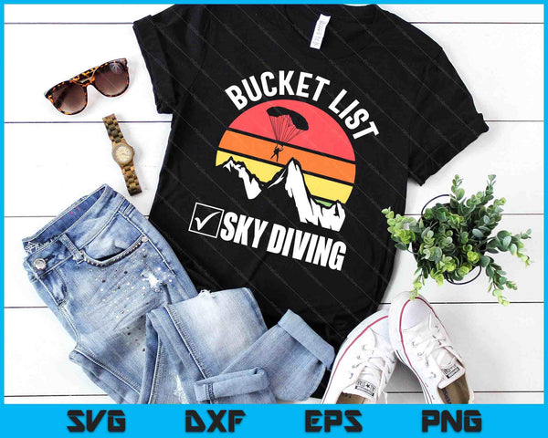 Bucket List Sky Diving Vintage Skydiver Skydiving Parachute SVG PNG Digital Cutting Files