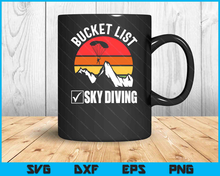 Bucket List Sky Diving Vintage Skydiver Skydiving Parachute SVG PNG Digital Cutting Files