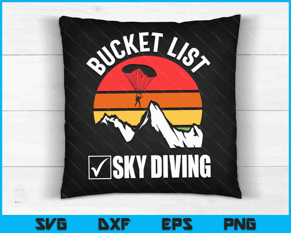 Bucket List Sky Diving Vintage Skydiver Skydiving Parachute SVG PNG Digital Cutting Files