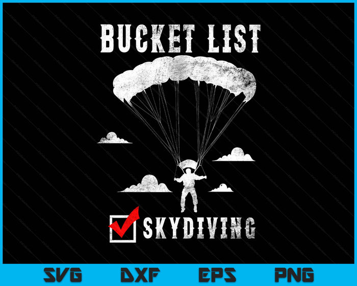 Bucket List Skydiving Vintage SVG PNG Digital Printable Files