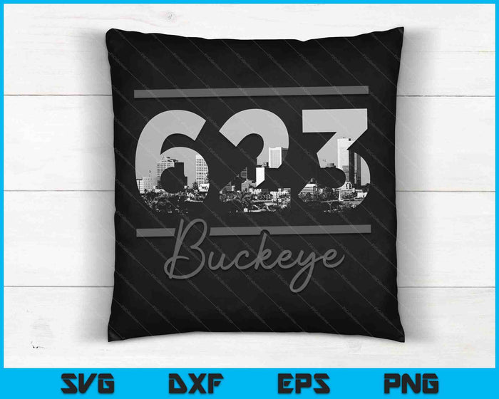 Buckeye 623 Código de área Skyline Arizona Vintage SVG PNG Cortar archivos imprimibles