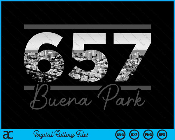 Buena Park 657 Netnummer Skyline Californië Vintage SVG PNG digitale snijbestanden