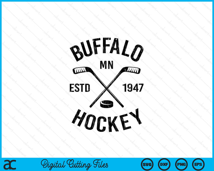 Buffalo Minnesota Ice Hockey Sticks Vintage Gift SVG PNG Digital Cutting Files