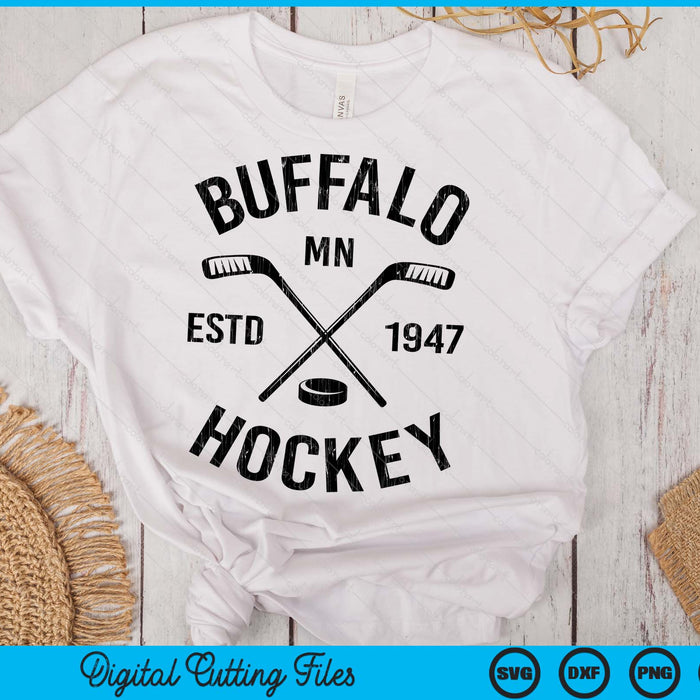 Buffalo Minnesota Ice Hockey Sticks Vintage Gift SVG PNG Digital Cutting Files
