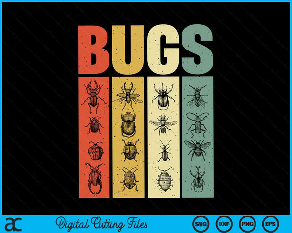 Bugs Vintage Insects Entomologist Retro Bugs SVG PNG Digital Cutting Files - on a t-shirt