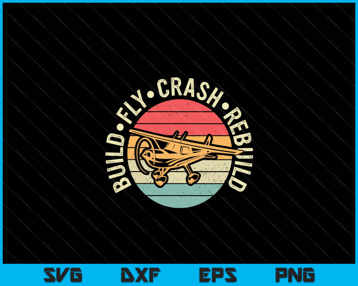 Bouw Fly Crash Rebuild Model Vliegtuig Piloot Retro Rc Vliegtuig SVG PNG Digitale afdrukbare bestanden
