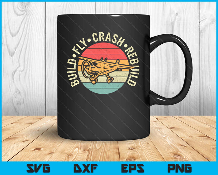 Bouw Fly Crash Rebuild Model Vliegtuig Piloot Retro Rc Vliegtuig SVG PNG Digitale afdrukbare bestanden
