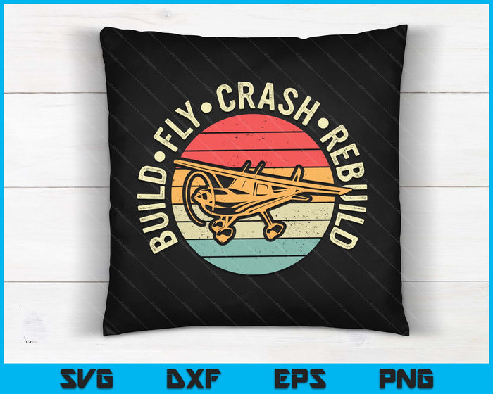 Bouw Fly Crash Rebuild Model Vliegtuig Piloot Retro Rc Vliegtuig SVG PNG Digitale afdrukbare bestanden