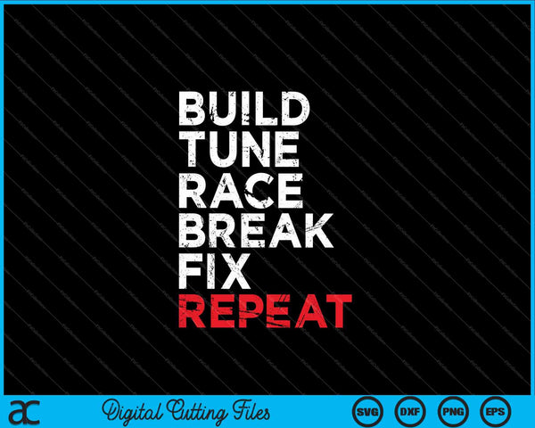 Construir Tune Race Break Fix Repetir Hombres Coche SVG PNG Archivos de Corte Digital