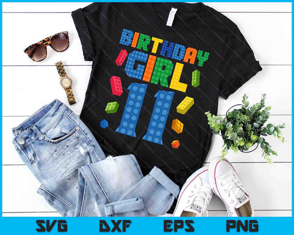 Building Bricks 11th Birthday Girl Eleven Year Master Builder SVG PNG Digital Cutting Files