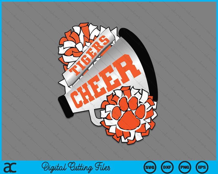 Tigers Cheerleading Back To School Cheer Team Orange SVG PNG Digital Printable Files