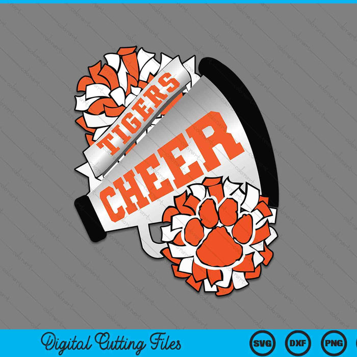 Tigers cheerleading back to school cheer team orange SVG cut file