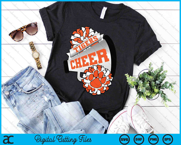 Tigers Cheerleading Back To School Cheer Team Orange SVG PNG Digital Printable Files