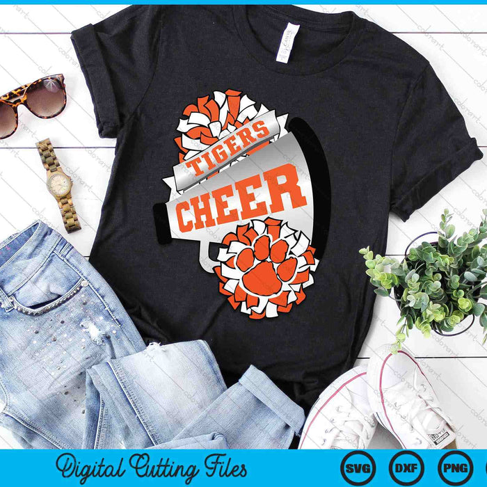 Tigers Cheerleading Back To School Cheer Team Orange SVG PNG Digital Printable Files