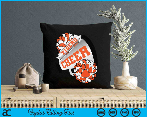 Tigers Cheerleading Back To School Cheer Team Orange SVG PNG Digital Printable Files