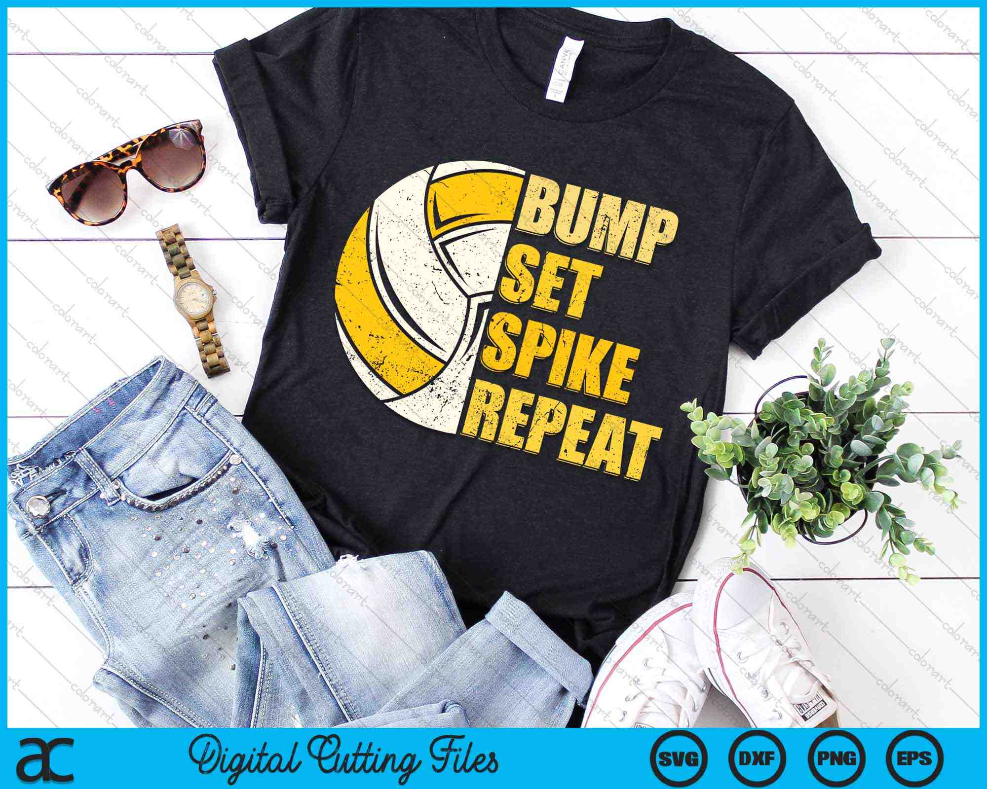 Bump Set Spike Repeat Volleyball SVG PNG Digital Cutting Files ...