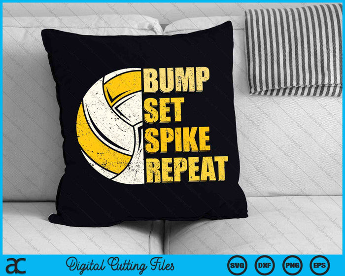 Bump Set Spike Repeat Volleyball SVG PNG Digital Cutting Files