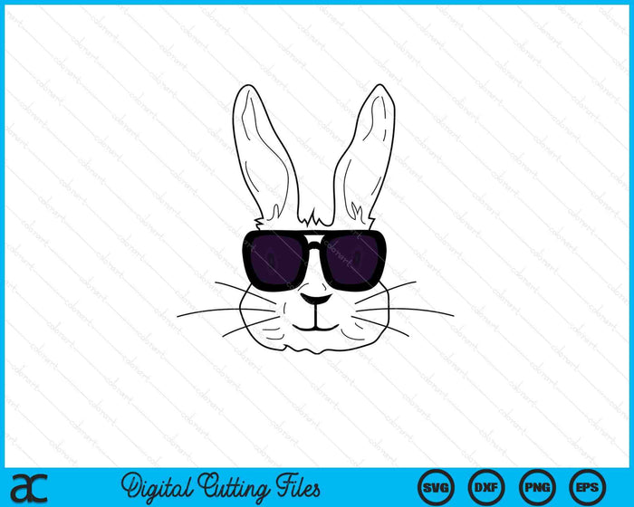 Bunny Face With Sunglasses Easter Day SVG PNG Digital Printable Files