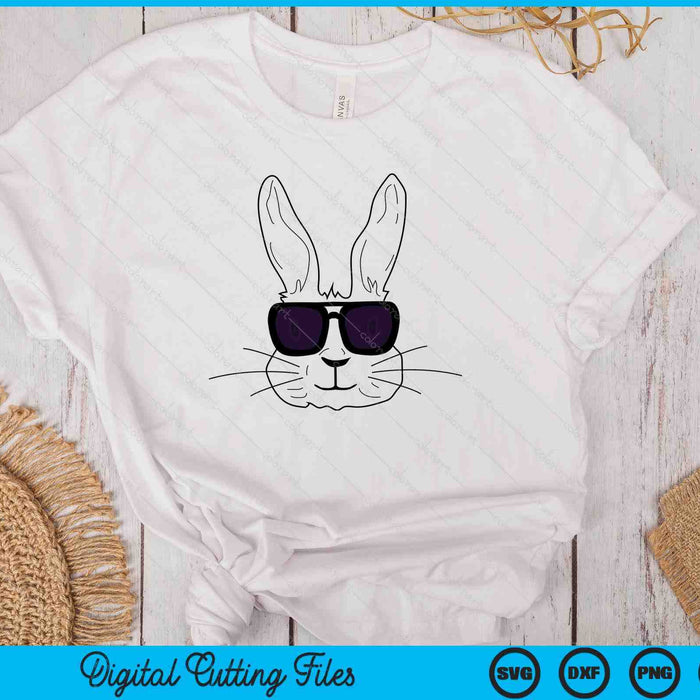 Bunny Face With Sunglasses Easter Day SVG PNG Digital Printable Files