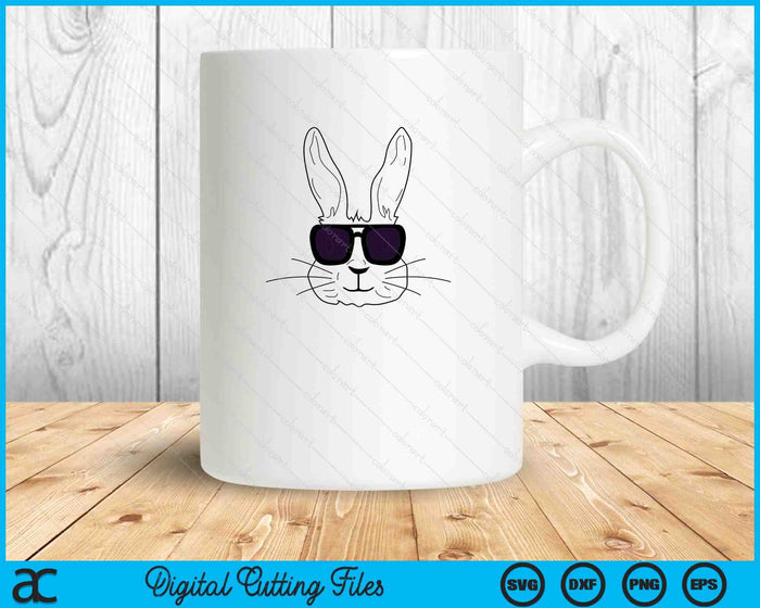 Bunny Face With Sunglasses Easter Day SVG PNG Digital Printable Files