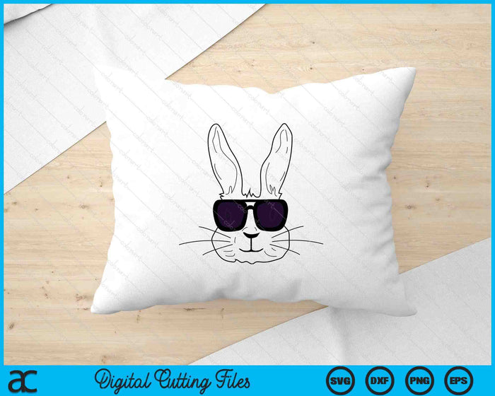 Bunny Face With Sunglasses Easter Day SVG PNG Digital Printable Files