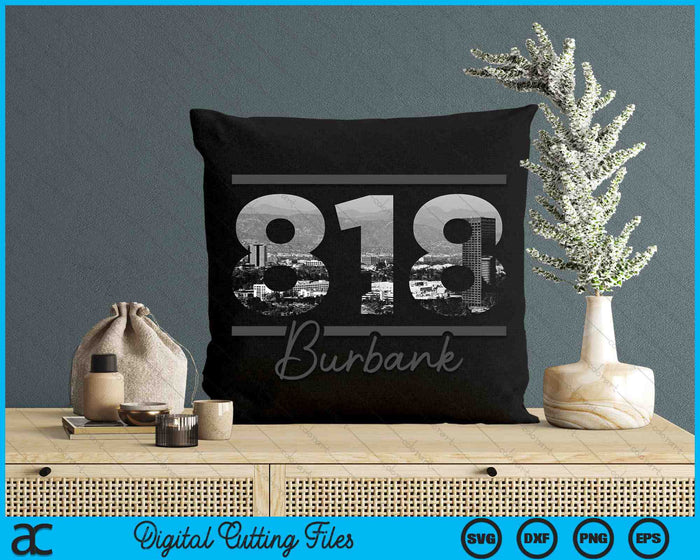 Burbank 818 Netnummer Skyline Californië Vintage SVG PNG digitale snijbestanden