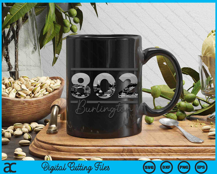 Burlington 802 Netnummer Skyline Vermont Vintage SVG PNG digitale snijbestanden