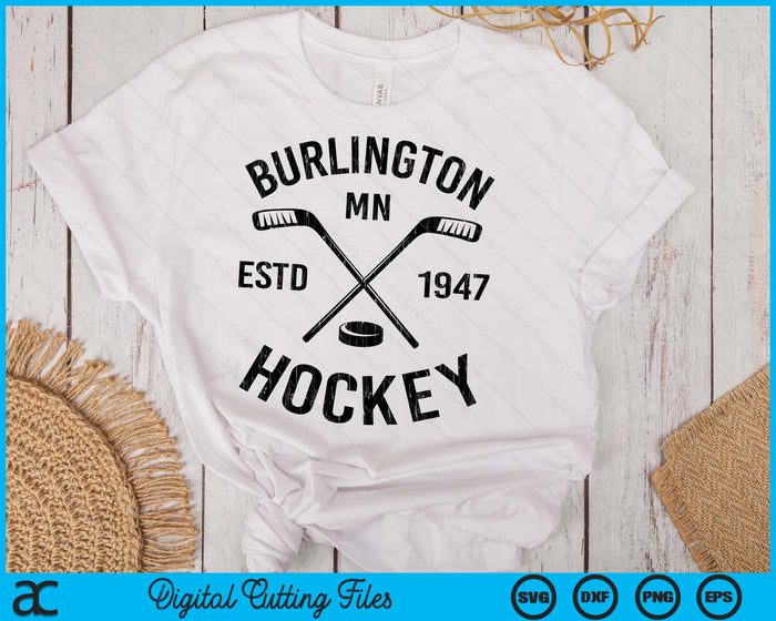 Burlington Minnesota Ice Hockey Sticks Vintage Gift SVG PNG Digital Cutting Files