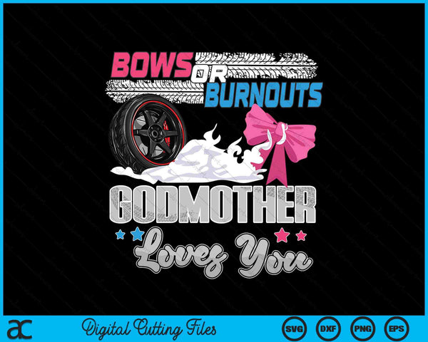 Burnouts or bows gender reveal party announcement godmother SVG cut file