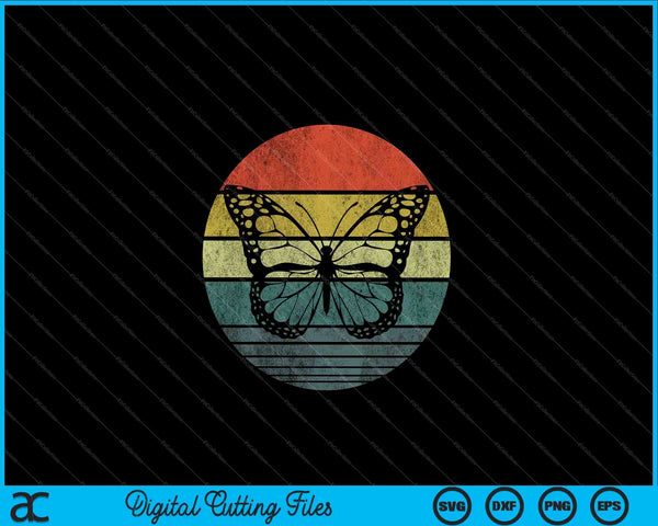 Vlinder minnaar geschenken Retro zonsondergang Insect Monarch SVG PNG digitale snijbestanden