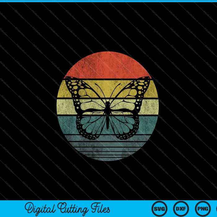 Vlinder minnaar geschenken Retro zonsondergang Insect Monarch SVG PNG digitale snijbestanden