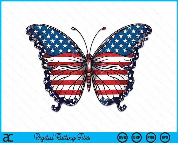 Butterfly USA vlag 4 juli voor vrouwen meisje US SVG PNG digitale snijbestanden