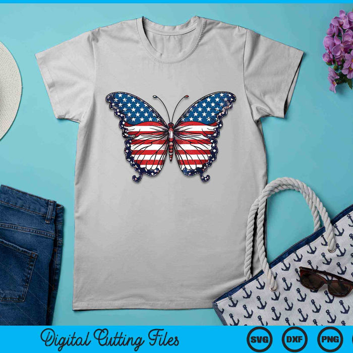 Butterfly USA Flag 4th of July For Women Girl US SVG PNG Digital Cutting Files
