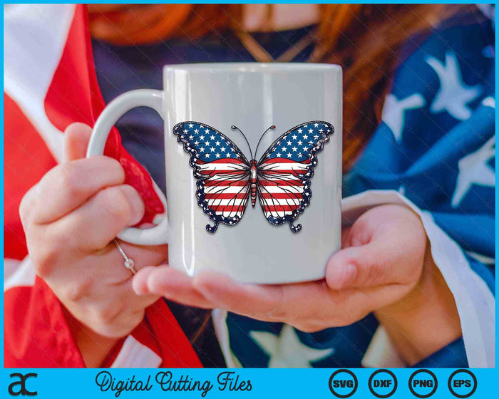 Butterfly USA vlag 4 juli voor vrouwen meisje US SVG PNG digitale snijbestanden