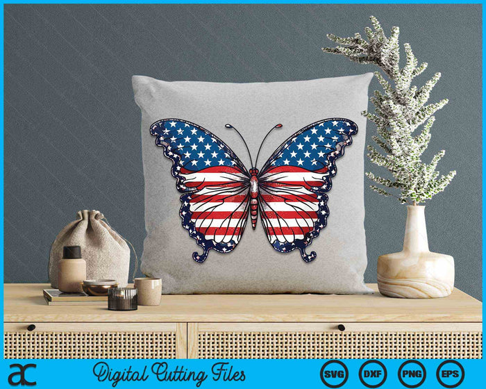 Butterfly USA Flag 4th of July For Women Girl US SVG PNG Digital Cutting Files