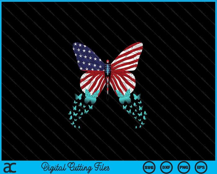 Mariposa EE.UU. Bandera lindo 4 de julio divertido americano SVG PNG archivos de corte digital