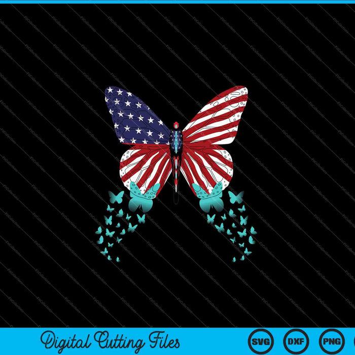 Mariposa EE.UU. Bandera lindo 4 de julio divertido americano SVG PNG archivos de corte digital