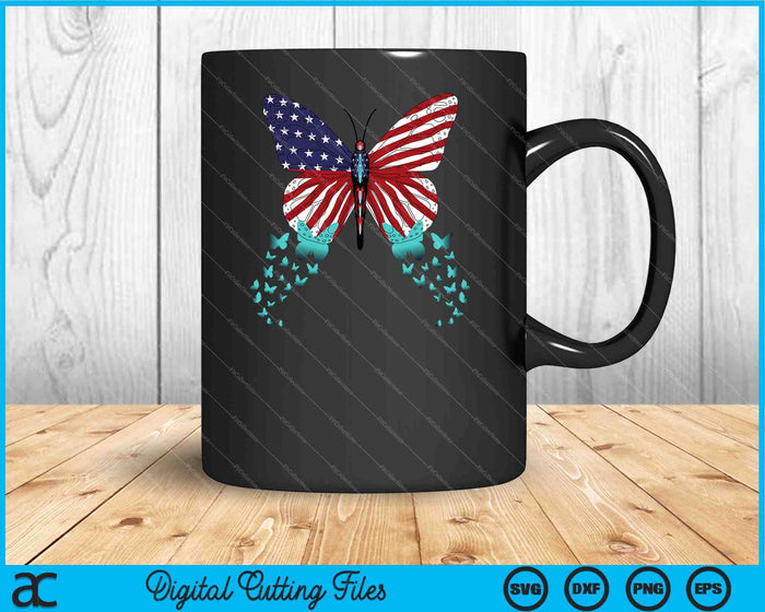 Butterfly USA Flag Cute 4th Of July Funny American SVG PNG Digital Cutting Files